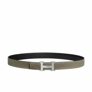 Hermes Mini H Belt Buckle And Reversible Leather Strap Silver Grey 24Mm H079645CK05