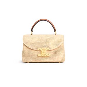CELINE TEEN NINO BAG IN Raffia and calfskin