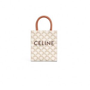 CELINE Mini Vertical Cabas IN Triomphe Canvas with Celine print