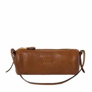 MIUMIU NAPPA LEATHER POUCH OAK 22CM 5NE851 AEFX F0316