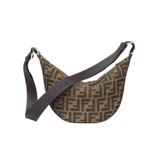 FENDI FF JACQUARD MELON SMALL BROWN 24CM 7VA635ASIQF19KW