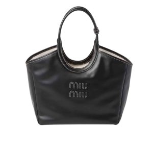 MIUMIU IVY LEATHER TOTE BAG BLACK 23CM 5BG281 2DDJ F0002 V OOO