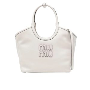 MIUMIU IVY LEATHER TOTE BAG WHITE 23CM