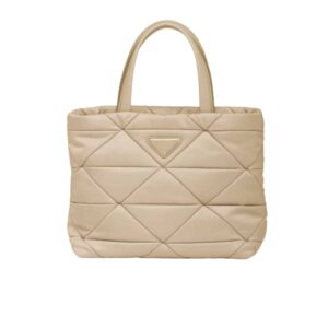 Prada Re Nylon Padded Tote Bag Beige 23Cm 1BG373 RDJN F0F24 V O1O