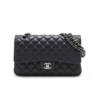 Chanel Small Classic Flap Bag Black Leather With Silver Hardware 25Cm A01113 Y01480 94305