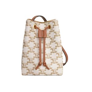 CELINE MICRO SAILOR IN TRIOMPHE CANVAS WHITE AND TAN 17CM 10M742GCE 01TA