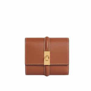 CELINE SMALL TRIFOLD WALLET 16 IN SATINATED TAN 11CM 10F523CQ7 04LU