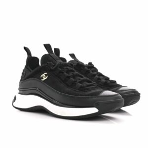 Chanel Logo Low Top Trainer Sneakers Black G35617 Y53646 94305