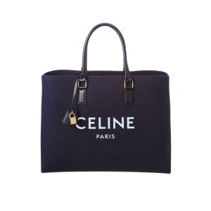 CELINE HORIZONTAL CABAS TOTE CANVAS BLACK 33CM