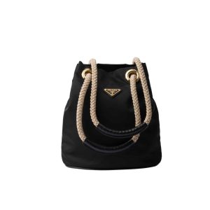 PRADA MARINER RE NYLON SMALL BUCKET BAG BLACK 22CM 1BE082 2HG8 F0002 V OOO