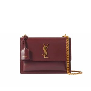 Saint Laurent Sunset Smooth Shoulder Bag Red 23Cm