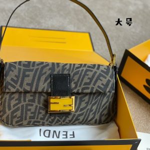 Fendi Women Baguette 1997 Brown Jacquard FF Vertigo Bag