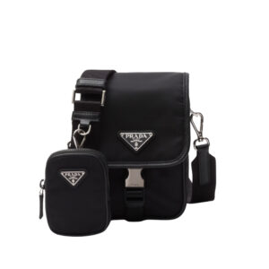 Prada Re Nylon And Saffiano Leather Shoulder Bag Black 17Cm 2VD043 2DMH F0002 V XOP