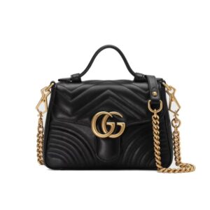 Gucci GG Marmont Mini Top Handle Bag Black 20Cm 547260 DTDIT 1000