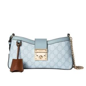 Gucci Padlock Small Shoulder Bag GG Supreme Dusty Blue 27Cm 811705 FAD3R 8744
