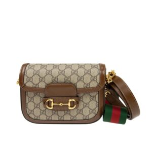 Gucci Horsebit 1955 Mini Bag Beige And Ebony Supreme Canvas 20Cm 658574 HUHHG 8565