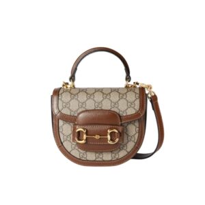 Gucci Horsebit 1955 Mini Top Handle Bag Beige And Ebony 14Cm 781387 92TCG 8563