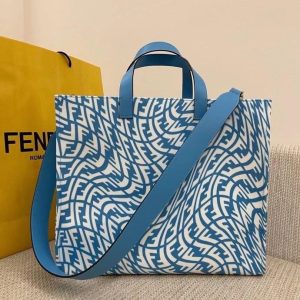 Fendi Tote Bag with FF Vertigo Print - Blue - Totes