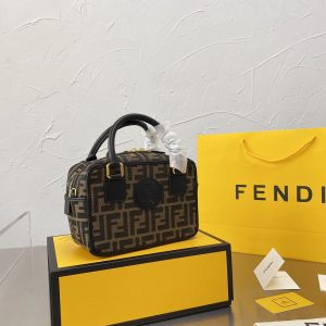 FENDI Boston logo detailed mini bowling bag