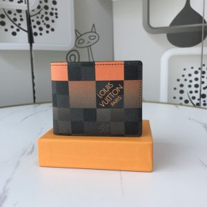 Louis Vuitton Multiple Wallet Damier Graphite Giant 3 Card Slot Orange In