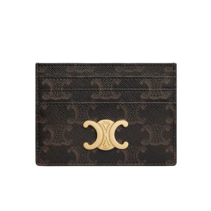 CELINE WALLET TRIOMPHE LEATHER CARD HOLDER BROWN 10.5CM