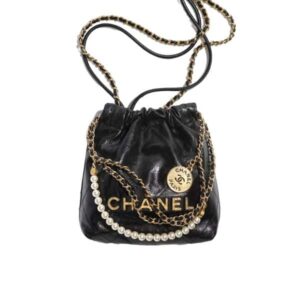 Chanel 22 Mini Handbag Crystal Pearls Black 22Cm