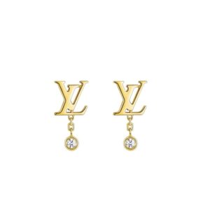 Louis Vuitton Gold And Diamond Earrings Q96495