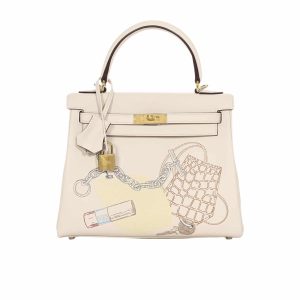 HERMÈS KELLY 25 RETOURNE IN AND OUT NATA SWIFT PALLADIUM HARDWARE 25CM