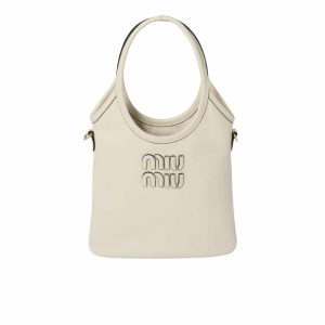 MIUMIU IVY LEATHER BAG CHALK WHITE 20CM 5BA281 2CRW F0K74 V OLN
