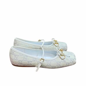 GUCCI WOMEN'S HORSEBIT BALLET FLAT WHITE