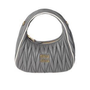 MIUMIU WANDER MATELASSÉ BAG MARBLE GRAY AND WHITE 20CM 5BC125 2IBS F0RXG V OOF