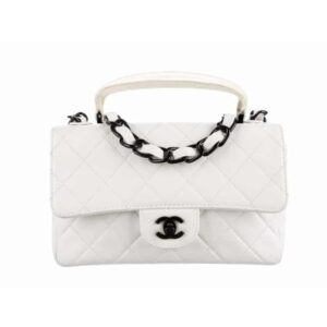 Chanel Vintage Small Classic Flap Bag White 20Cm