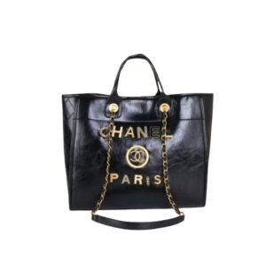 Chanel Deauville Shopping Tote Bag Black 38Cm
