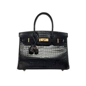 Hermes Birkin 30 Shiny Porosus Crocodile Black 30Cm