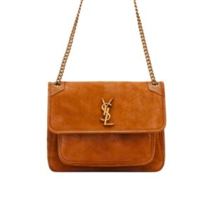 Saint Laurent Niki Baby Chain Bag In Suede Brown 28Cm