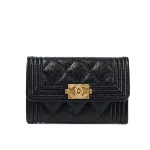 Chanel Boy Flap Card Holder Black 11Cm