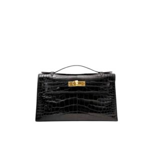 Hermes Kelly Mini Pochette Shiny Alligator Black 21Cm