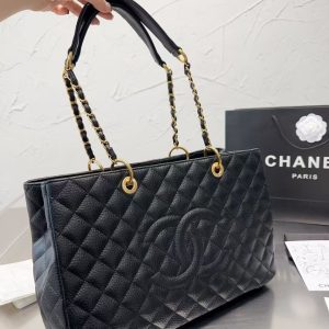 Chanel Vintage CC Chain ToteLarge Black New 2