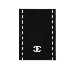 Chanel CC Logo Cashmere Scarf Black 180Cm