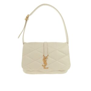 Saint Laurent Le 57 Quilted Leather Shoulder Bag White 27Cm