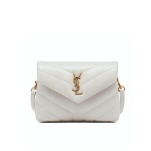 Saint Laurent Loulou Toy Strap Bag In Quilted Y White 20Cm