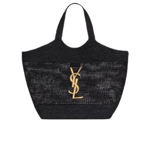 Saint Laurent Icare In Raffia Black 45Cm 772191GAAFM1000