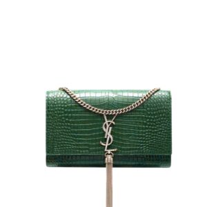 Saint Laurent Kate Tassel Medium With Silver Hardware Green 22Cm