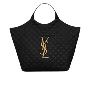 Saint Laurent Icare Shopping Bag In Quilted Black Gold 50Cm
