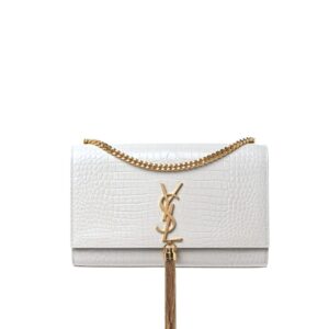 Saint Laurent Kate Tassel Medium Shiny White 24Cm 354119DND0J9207