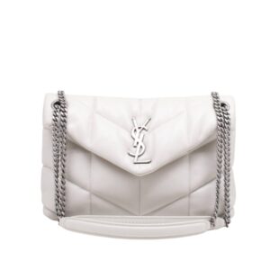 Saint Laurent Loulou Small Chain Bag In Matelassé Y White Silver 29Cm 494699DV7269207