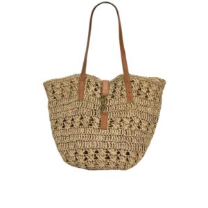 Saint Laurent Panier Raffia Natural Brown 39Cm 688221 GAAAC 2080
